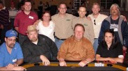 Greg 'Fossilman' Raymer (center) with final table players at the 1st Fossilman Challenge Poker Seminar