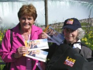 Orangeville, Ontario, resident Veronika Kulchar (right) and St. Catharines resident Bette Gare were the first and second people in line at Niagara Fallsview Casino Resort trying to win tickets.