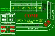 Standard craps layout. This section is the same on the other half of the table.
